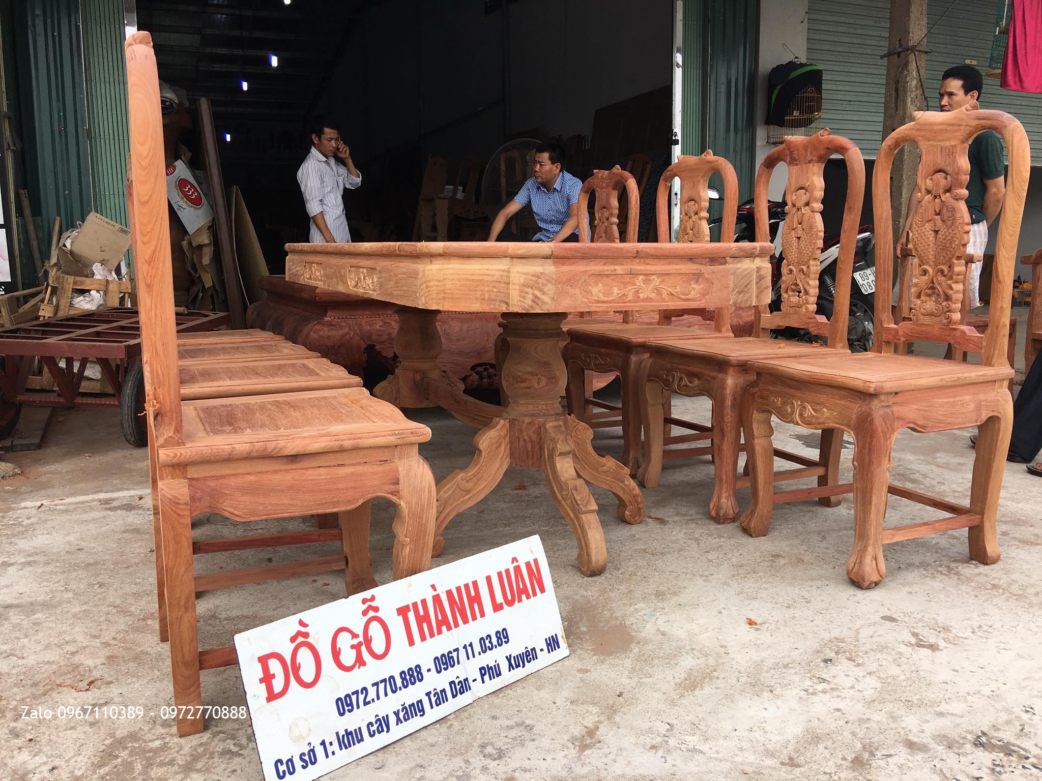 Bàn ghế ăn cá chép, bàn ghế góc gỗ hương Lào. B.Vinh HN,
