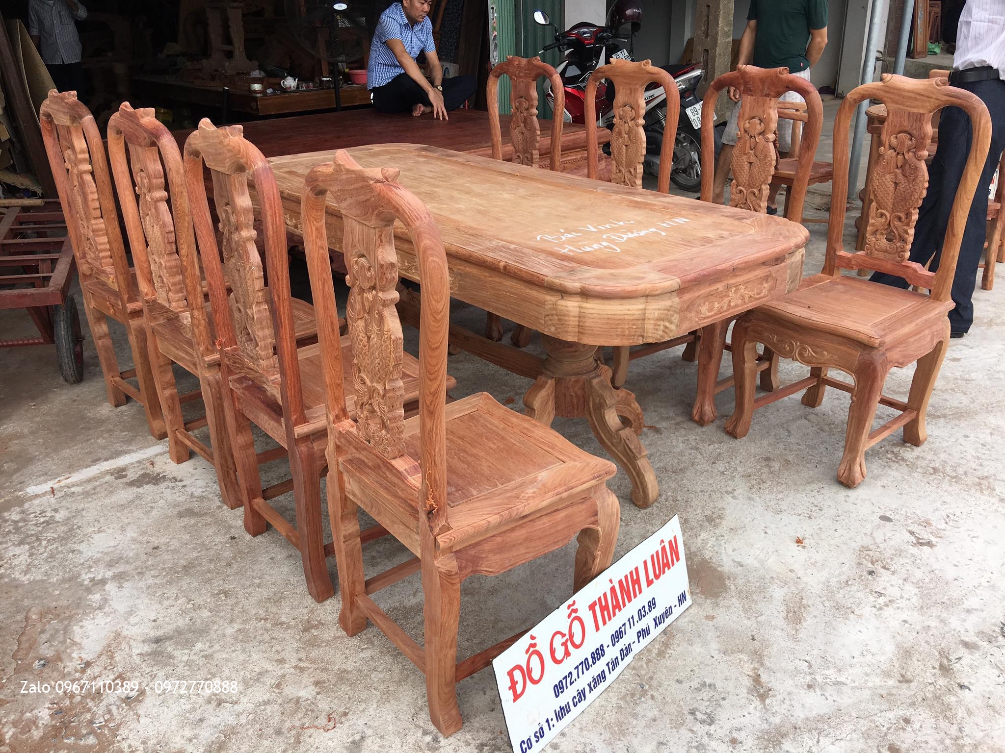 Bàn ghế ăn cá chép, bàn ghế góc gỗ hương Lào. B.Vinh HN: 