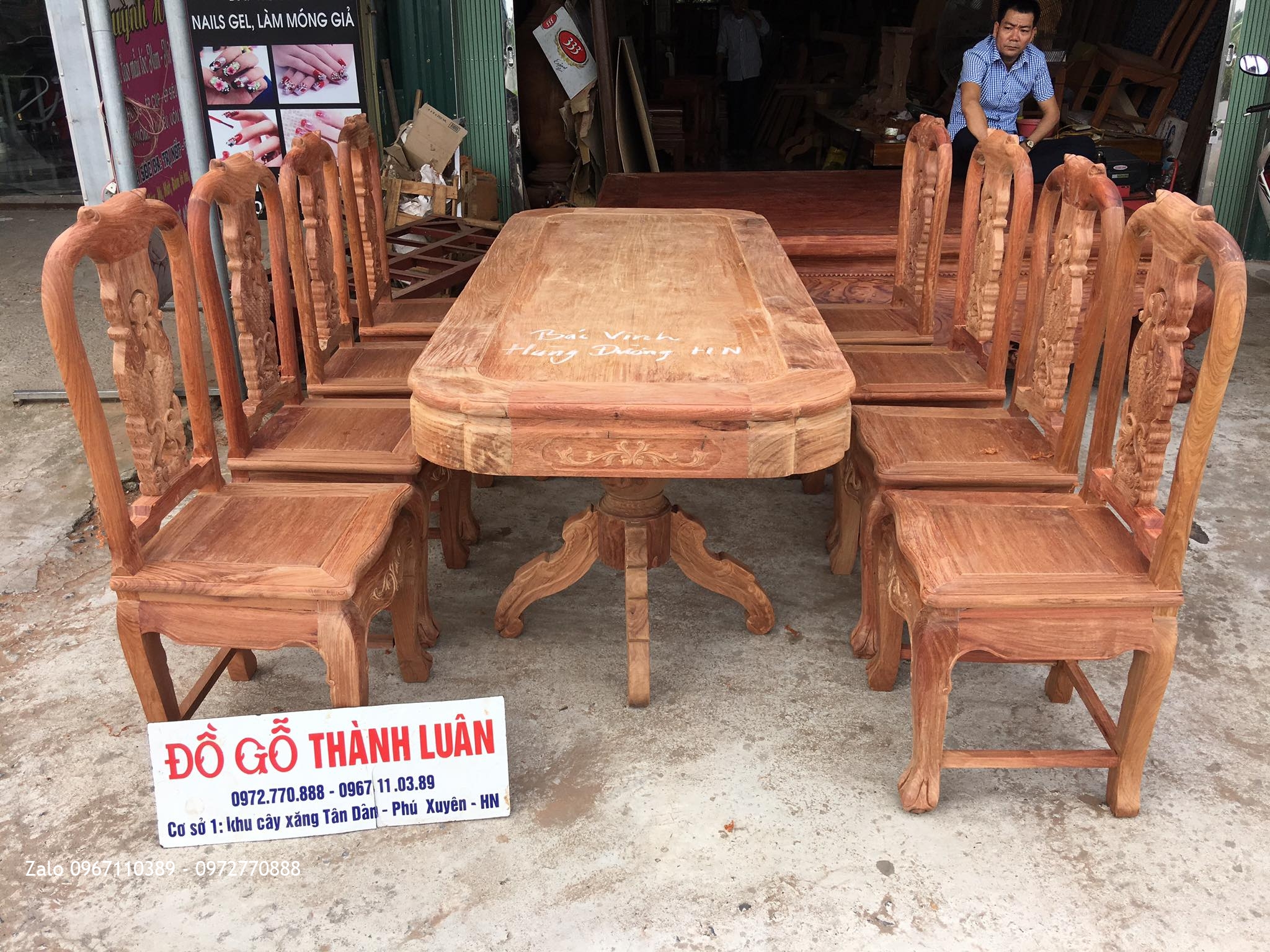 Bàn ghế ăn cá chép, bàn ghế góc gỗ hương Lào. B.Vinh HN:.   