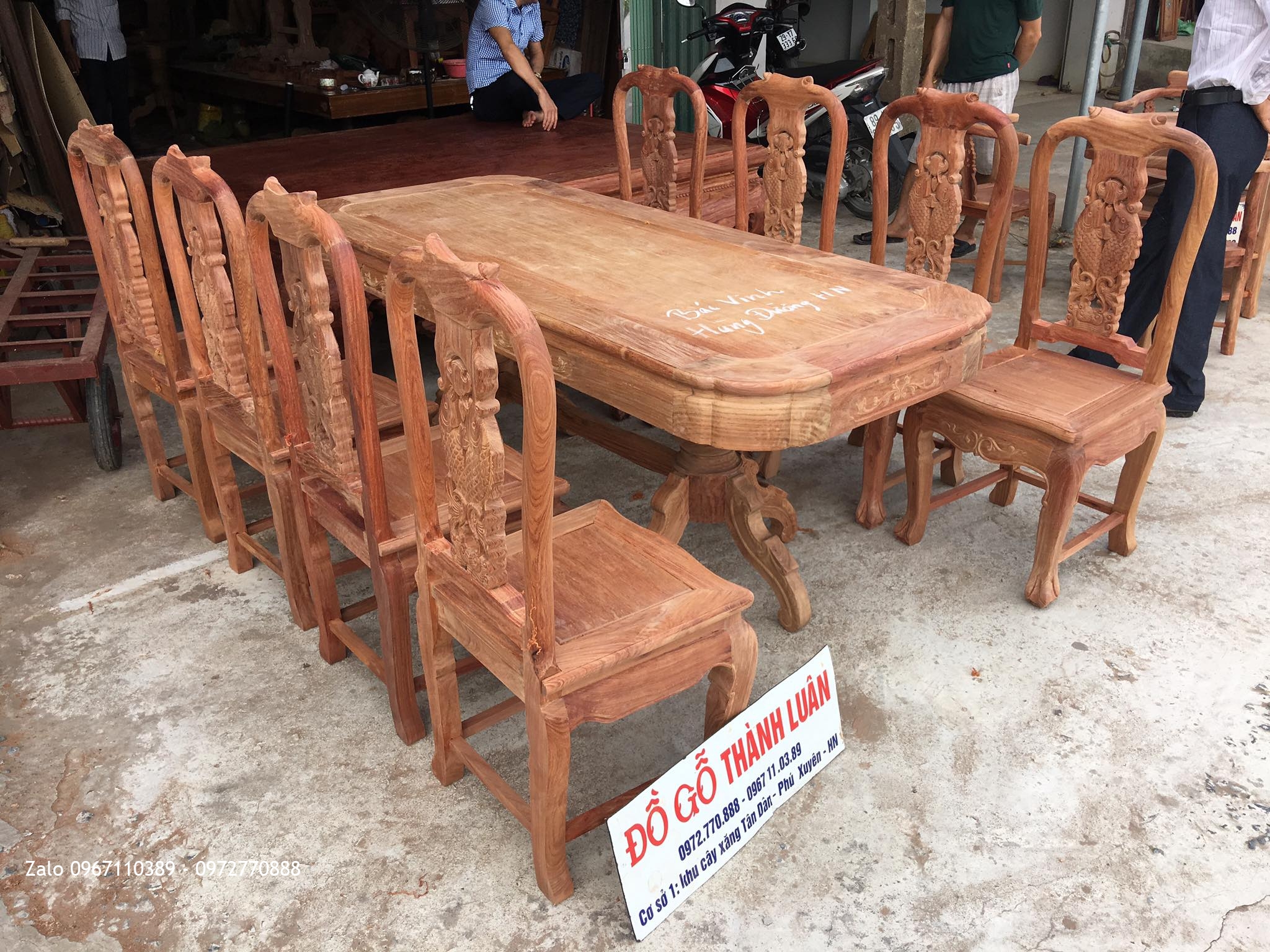 Bàn ghế ăn cá chép, bàn ghế góc gỗ hương Lào. B.Vinh HN: