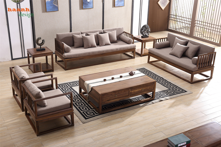 Sofa phòng khách gỗ óc chó phong cách hiện đại.SFG 040