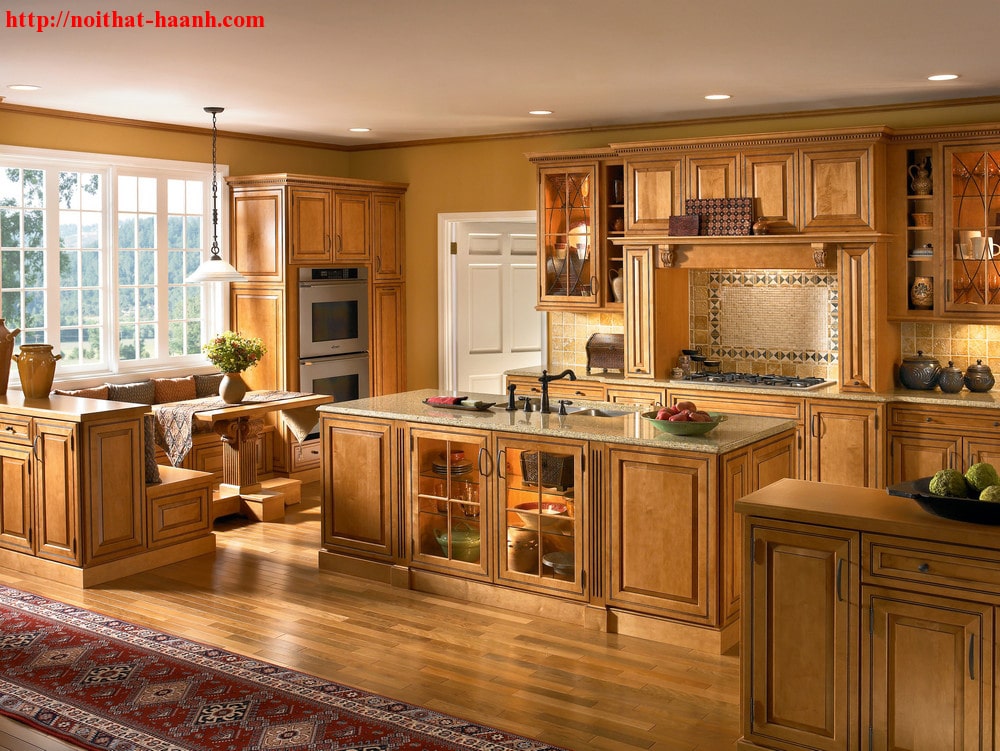 Tủ bếp gỗ sồi tự nhiên BTN013