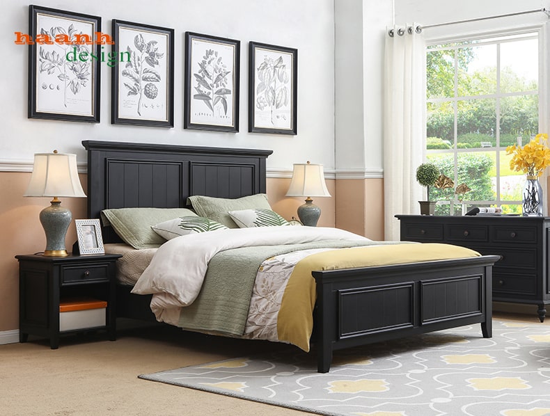 Giường ngủ gỗ tự nhiên phong cách châu âu hiện đại và sang trọng. GNH 010