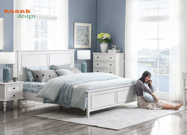 Giường ngủ gỗ tự nhiên đẳng cấp châu âu hiện đại và sang trọng. GNH 004