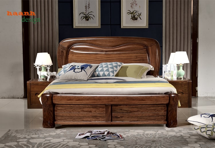 Giường ngủ gỗ tự nhiên óc chó bắc mỹ đẳng cấp. BPN 005