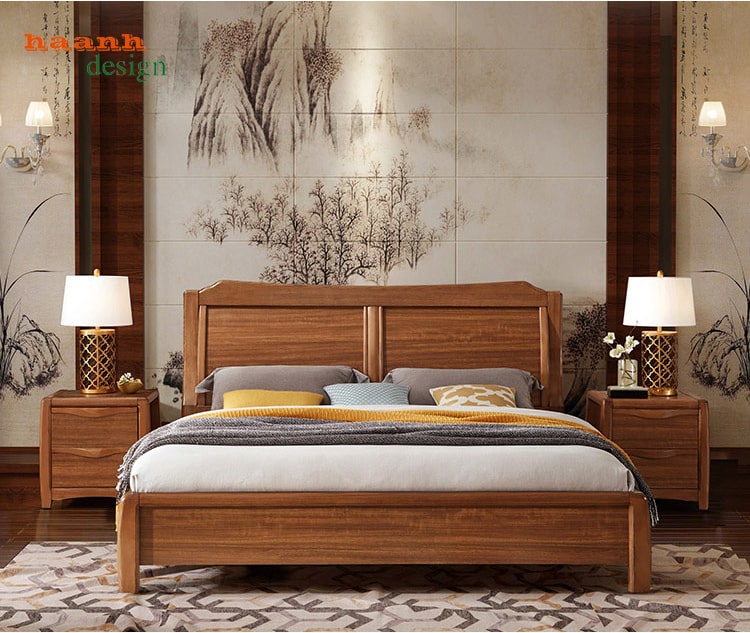 Phòng ngủ gỗ tự nhiên, chất lượng phong cách hiện đại. BPN 029