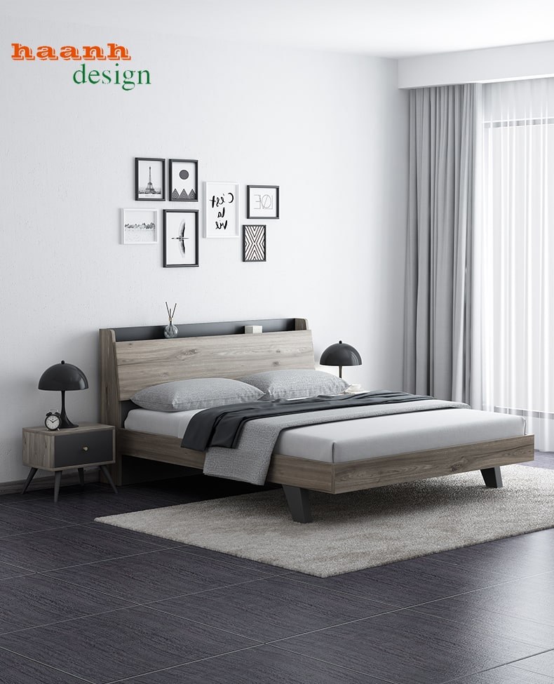 Giường ngủ gỗ công nghiệp phong cách hiện đại. GNH 040