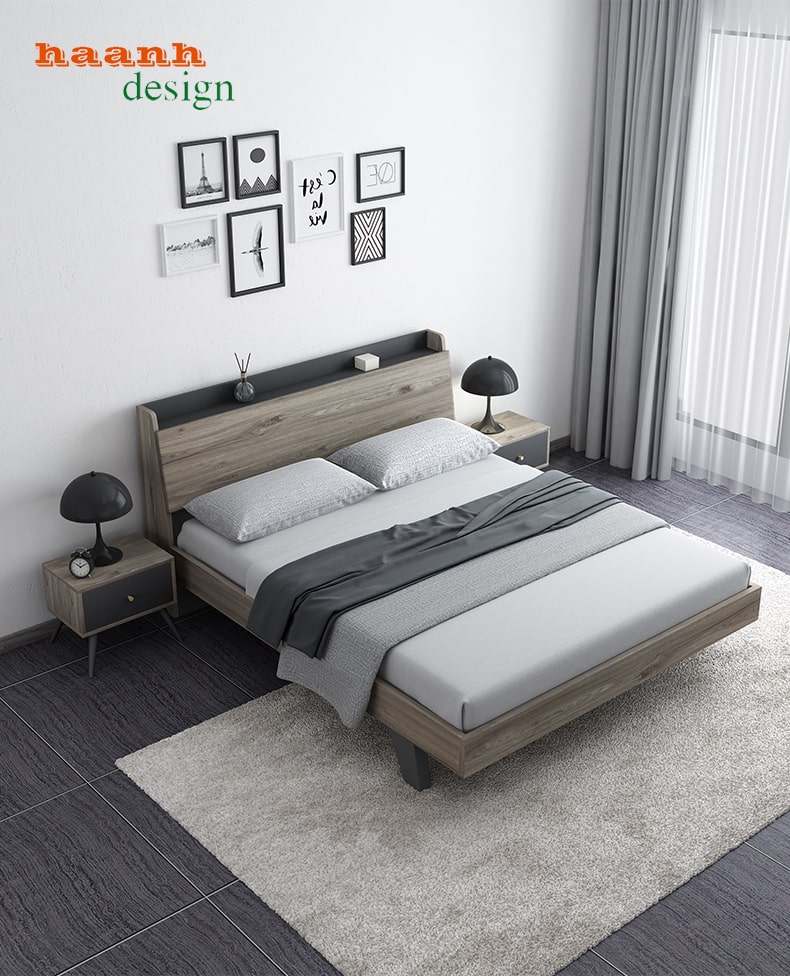 Giường ngủ gỗ công nghiệp phong cách hiện đại. GNH 040