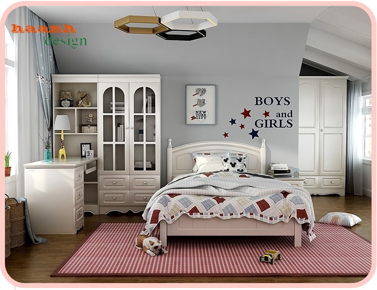 Nội thất phòng ngủ trẻ em, phong cách bắc âu sản phẩm chất lượng, tiện ích PCB 016