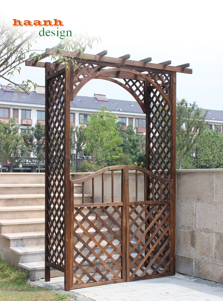 Cổng gỗ sân vườn, cổng gỗ ngoài trời gỗ tự nhiên
