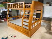 Giường tầng trẻ em gỗ sồi tự nhiên hoàn thành cho khách hàng