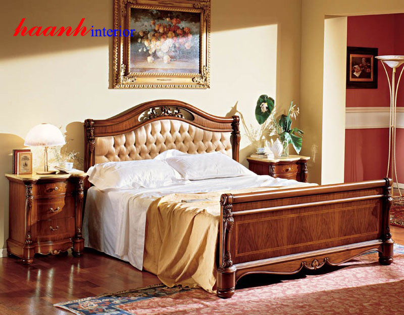 Giường ngủ tân cổ điển gỗ tự nhiên GNC004