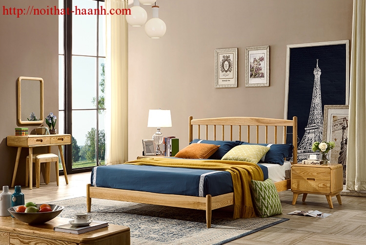Giường ngủ gỗ sồi tự nhiên.HNH030