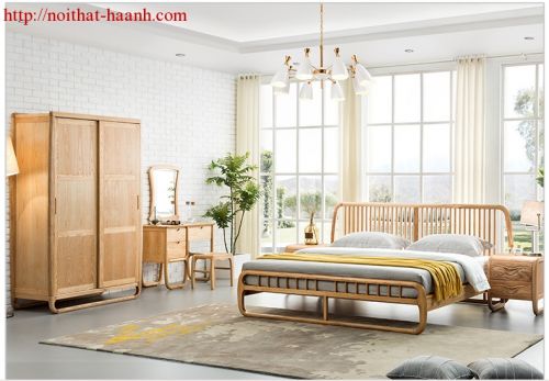 Phòng ngủ gỗ sồi tự nhiên hiện đại.BPN024