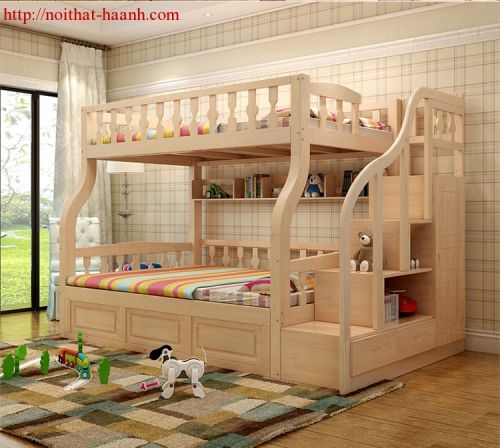 Giường tầng cho bé gỗ tự nhiên.PTE025