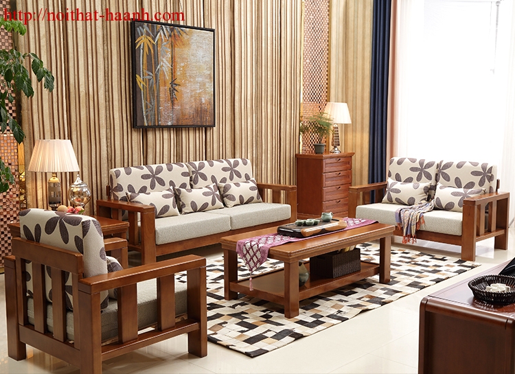Sofa gỗ tự nhiên phòng khách SFG023