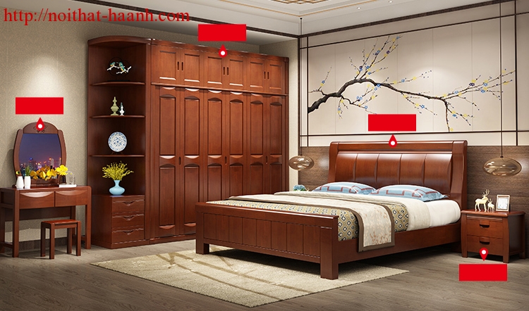 Giường ngủ gỗ tự nhiên sang trọng.GNH031