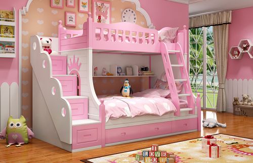 Giường tầng gỗ công nghiệp cho bé gái.GTE 033