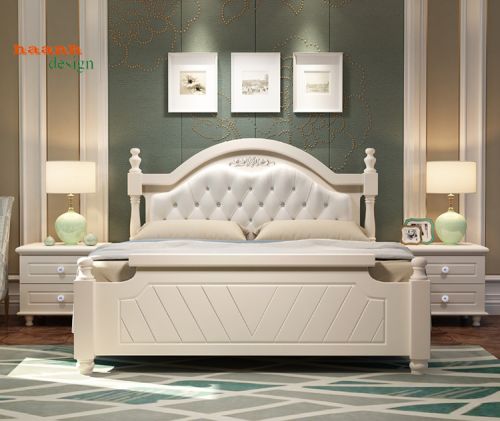 Giường ngủ tân cổ điển gỗ tự nhiên cho gia đình. GNC 031