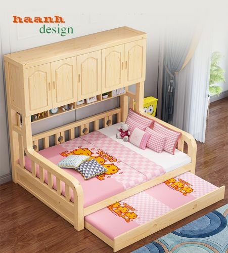 Giường gỗ trẻ em, giường gỗ trẻ em tiện ích công năng. GTE 046