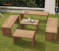 Bàn ghế sân vườn gỗ tự nhiên - Tối giản, hiện đại NTG033