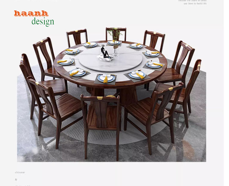 Bàn ghế ăn bàn tròn gỗ tự nhiên tiện ích và hiện đại BMR 009