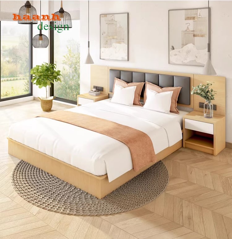 Giường ngủ gỗ khách sạn phong cách hiện đại NSK 015