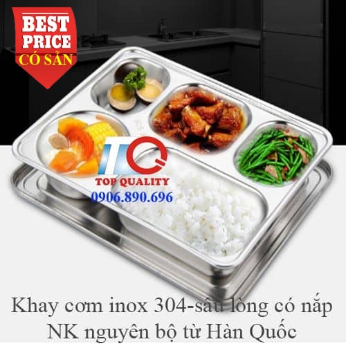 ban-khay-inox-304-sau-long-co-nap-dung-com-nhan-vien
