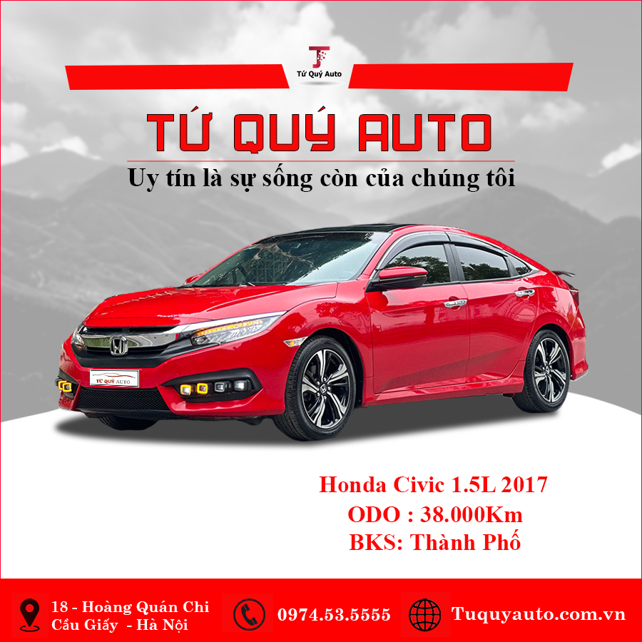 Xe Honda Civic 1.5L Vtec Turbo 2017 - Đỏ
