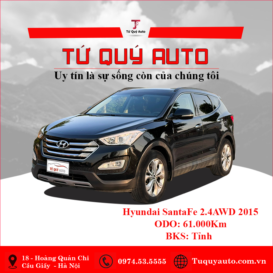 Xe Hyundai SantaFe 2.4L 4WD 2015 - Đen