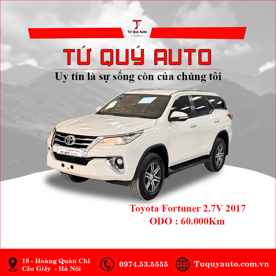 Xe Toyota Fortuner 2.7V 4x2 AT 2017 - Trắng