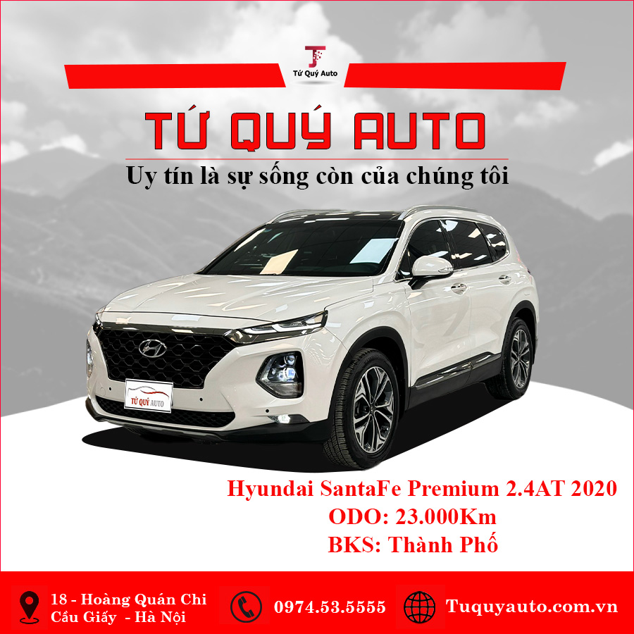 Xe Hyundai SantaFe Premium 2.4L HTRAC 2020 - Trắng