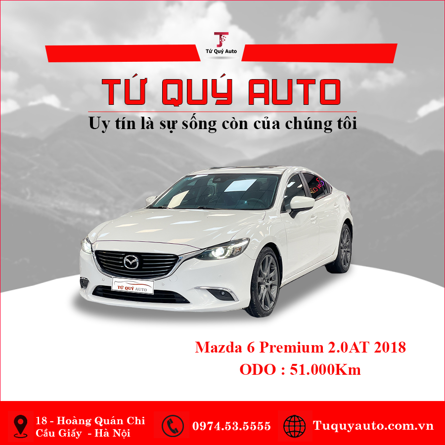 Xe Mazda 6 2.0L Premium 2018 - Trắng