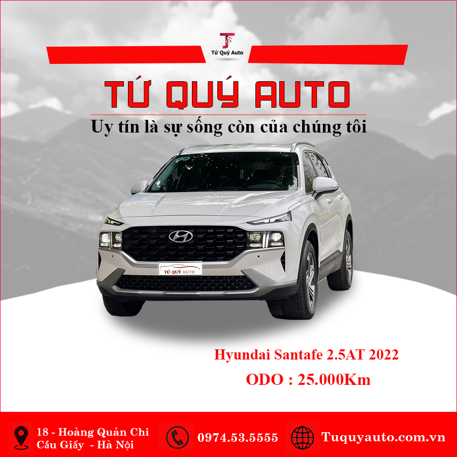 Xe Hyundai SantaFe Tiêu chuẩn 2.5L 2022 - Trắng