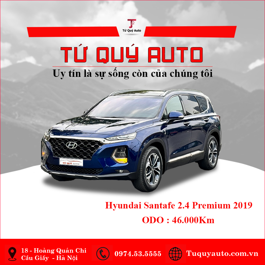 Xe Hyundai SantaFe Premium 2.4L HTRAC 2019 - Xanh