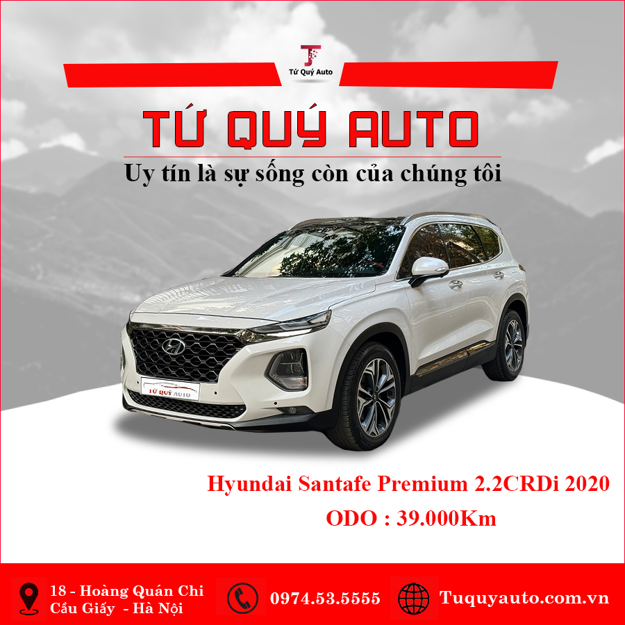 Xe Hyundai SantaFe Premium 2.2L HTRAC 2020 - Trắng