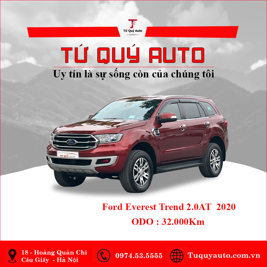 Xe Ford Everest Trend 2.0L 4x2 AT 2020 - Đỏ