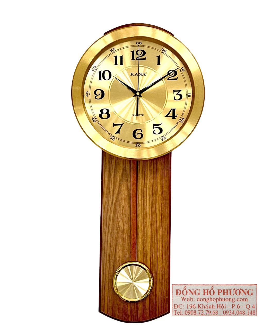 Đồng hồ quả lăc gỗ treo tường KN-75v học trò