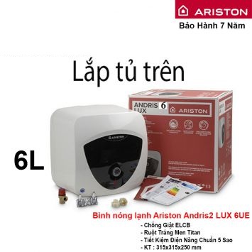 Bình Nóng Lạnh Ariston 6L AN2 LUX 6UE (6L- Lắp Tủ Trên)