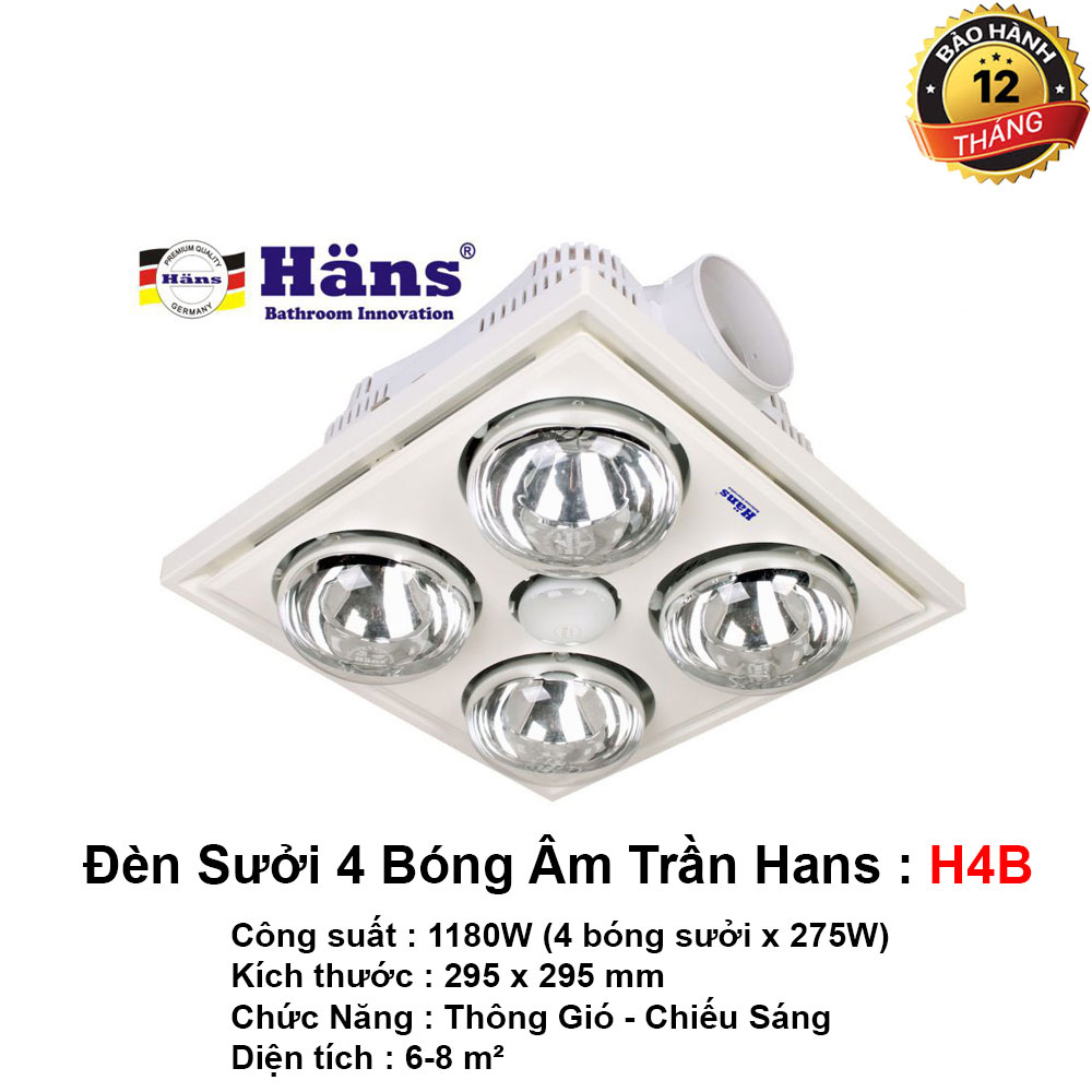 Đèn Sưởi Nhà Tắm Hans H4B Âm Trần