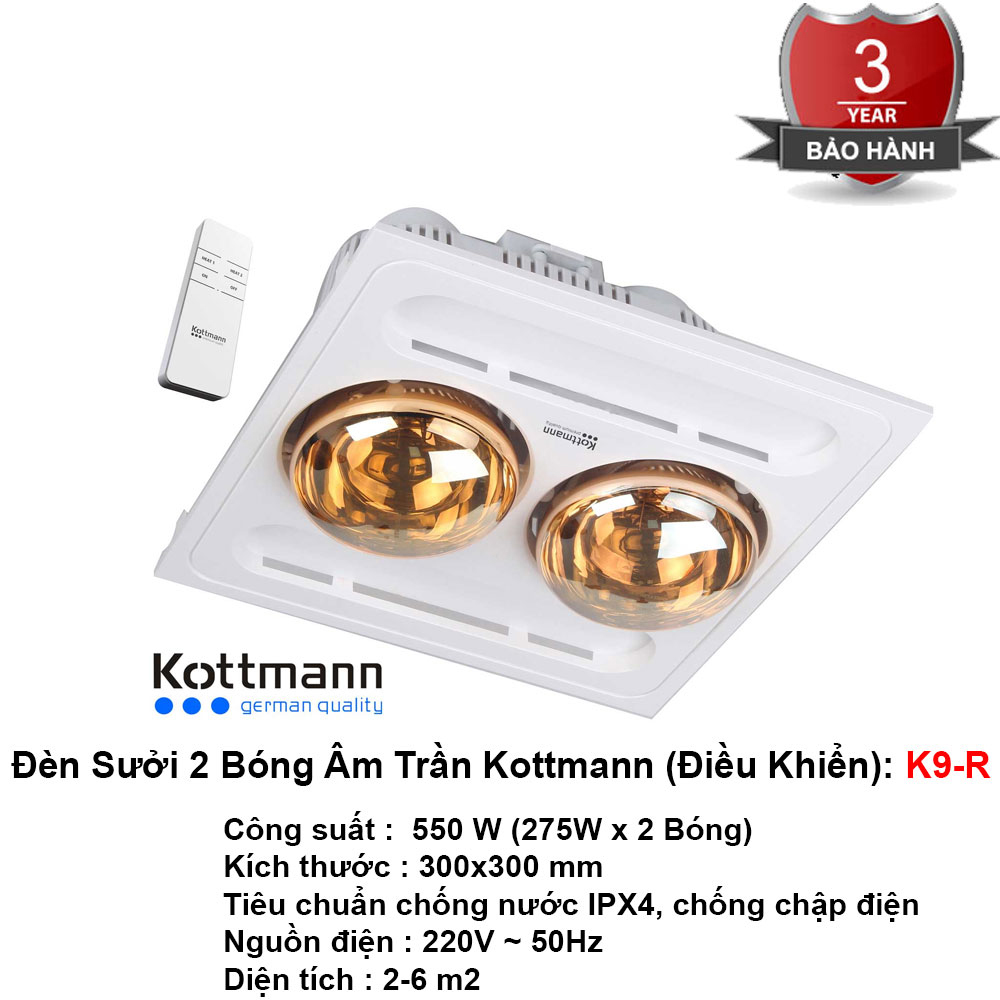 Đèn Sưởi Âm Trần Kottmann K9-R (Điều Khiển)