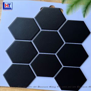 Gạch Mosaic Lục Giác To Màu Đen HTP806